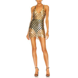 Fannie Schiavoni 'Cara' Gold Dress Size S - NWT